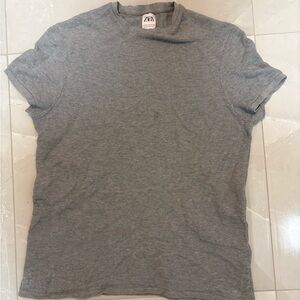 ZARA Men’s Heather Gray Short-Sleeve Crewneck Tee